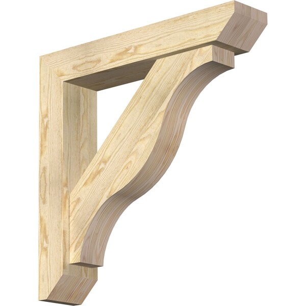 Ekena Millwork Funston Slat Rough Sawn Bracket w/ Offset Brace, Douglas Fir, 6"W x 30"D x 30"H BKT0604X30X30FST06RDF - main